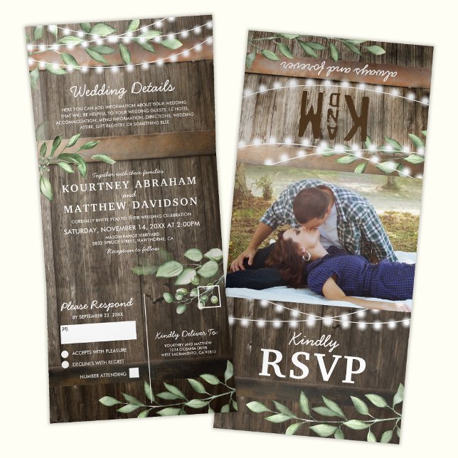 Invitación Tríptica Presupuesto todo en un Boda rústico de la vegetaci (Subido por el creador)