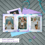 Invitación Tríptica Púrpura, azul, Aqua Dragonfly Sweet 16 Photo Sprea<br><div class="desc">Presenta tu foto Sweet 16 extendida a través de un hermoso tríplio floral de 5 x 7. Incluya fotos de bebés con su mensaje 16º dulce personalizado. Tus fotos están rodeadas de extravagantes libélulas. Hermosas orquídeas acuarelas detrás de tu texto y fotos son redimensionables. Blue, aquamarine y morado acuarela La...</div>