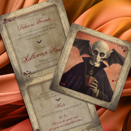 Invitación Tríptica QR Code Dracula Halloween Evento Corporativo