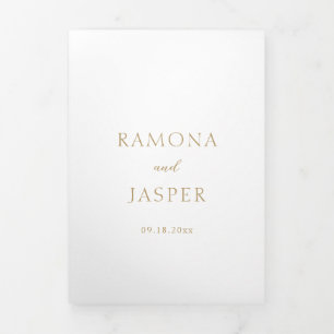 Invitación Tríptica Ramona Gold Minimal Elegant Wedding