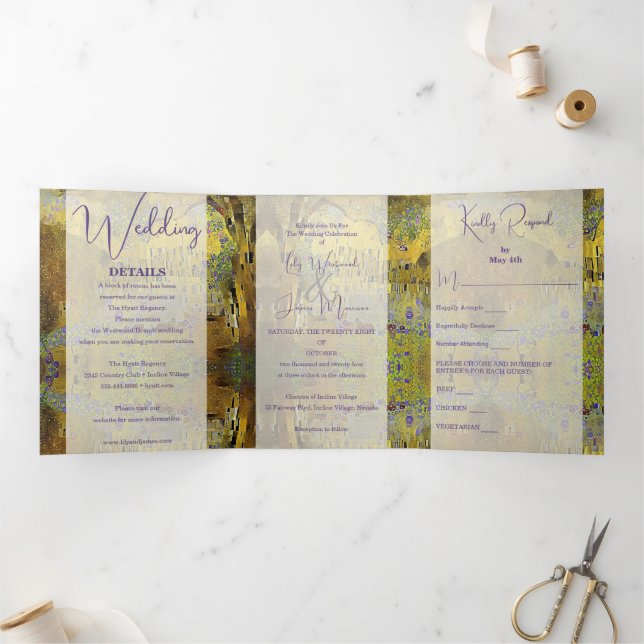 Invitación Tríptica Resumen Boda de la hoja de oro (Interior)