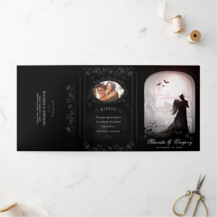 Invitación Tríptica Romance gótico Halloween (foto) "Junto con"