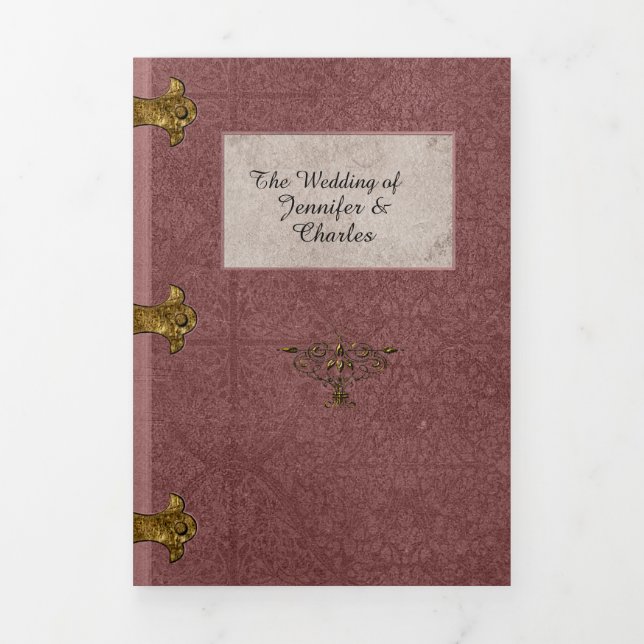 Invitación Tríptica Rosa turbio Boda de venta de hadas (Foto de portada)