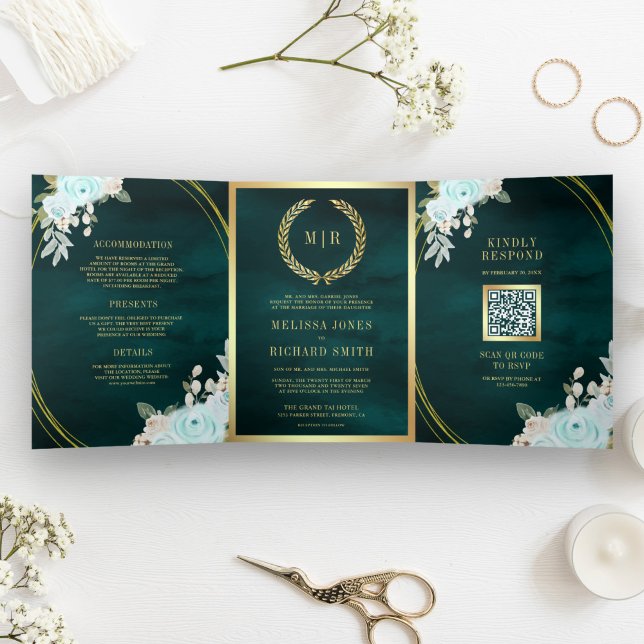 Invitación Tríptica Rosas de la Casa de la Moneda Pastel todos en un B (Subido por el creador)