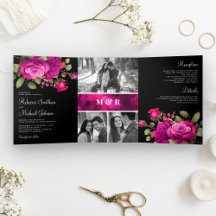 Rosas Fuchsia Rosa Caliente Collage de Fotos Boda 