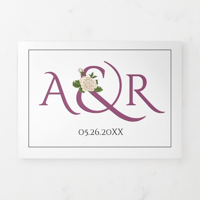 Invitación Tríptica Rutas moradas de Cassis y ampersand, boda rosa (Foto de portada)