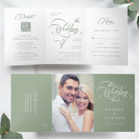Sage Green Elegant Classy Calligraphy Boda