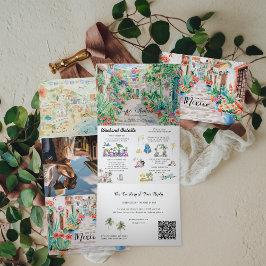 Invitación Tríptica Sayulita México Destino | Boda Ilustrada