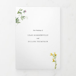 Invitación Tríptica Sencilla Boda Rústica Floral Elegante