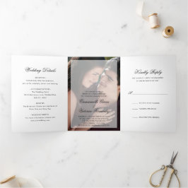 Invitación Tríptica Sencilla Foto Boda Moderna y Elegante