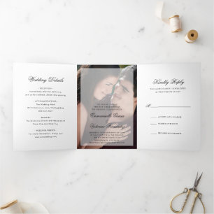 Invitación Tríptica Sencilla Foto Boda Moderna y Elegante