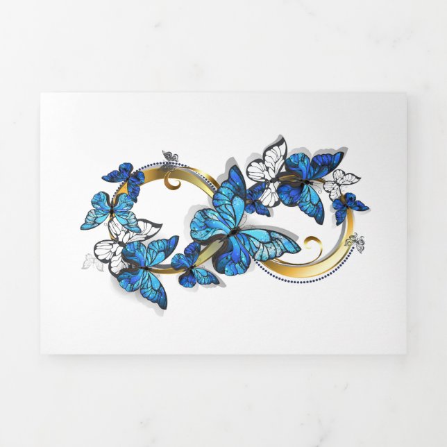 Invitación Tríptica Símbolo infinito de mariposas Morpho azules (Foto de portada)