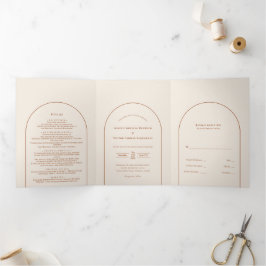 Invitación Tríptica Simple Boho Arch Ivory Boda