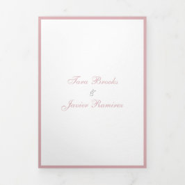 Invitación Tríptica Simple Rosa Polvorienta Boda Elegante Rosa