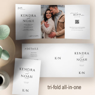 Invitación Tríptica Simple y moderno código QR FOTOGRAFÍA elegante bod