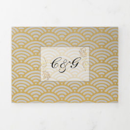 Invitación Tríptica Sofisticado y lujoso Boda de Gold Flourish