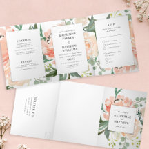 Soft Peach Watercolor Floral All-In-One Wedding