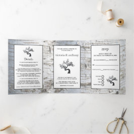 Invitación Tríptica Suite Boda Birch Tree