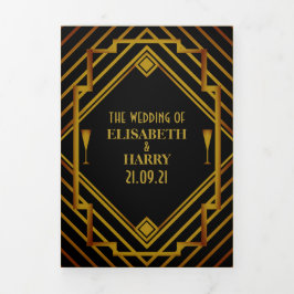 Invitación Tríptica Suite Boda Gold 2020