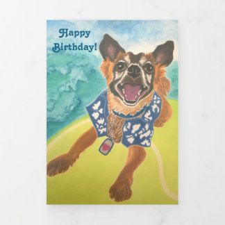 Invitación Tríptica Surf Dog Birthday Card