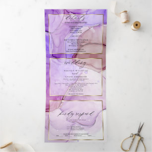 Invitación Tríptica Tinta de líquido ultravioleta púrpura ultravioleta