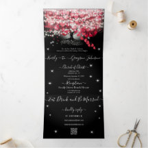 Todo en uno elegante corazón rojo y rosa hoja boda