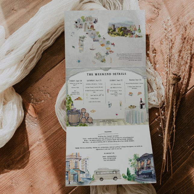 Invitación Tríptica Toscana Italia | Boda Ilustrada (Subido por el creador)