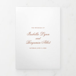 Invitación Tríptica Tradicional Terracota Elegante Formal Boda