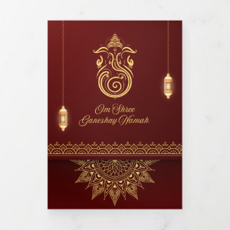 Invitación Tríptica Traditional Indian wedding  Card | 4-Page Folded C