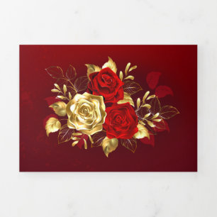 Invitación Tríptica Tres Rosas Joyas