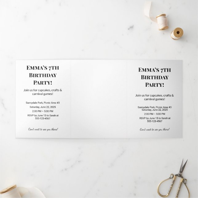 Invitación Tríptica Triple carta de fiesta de cumpleaños personalizada (Exterior)