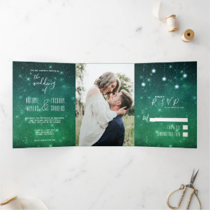 Invitación Tríptica Un amor escrito en estrellas Boda celeste