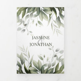 Invitación Tríptica Vegetación acuática deja Boda de follaje