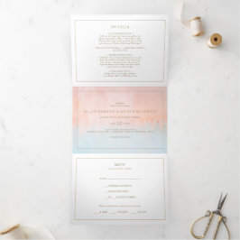 Invitación Tríptica Verano Sunset Watercolor Todo en un triple