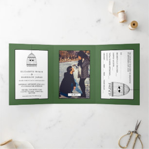 Invitación Tríptica Viñeta Cardíaca Vintage, suite Boda Artichoke