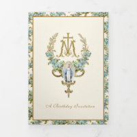 Virgen de cumpleaños religiosa María Floral Azul