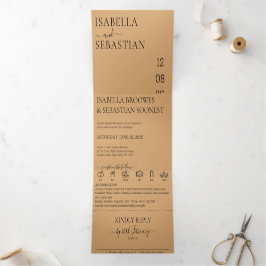 Invitación Tríptica Wedding Burly Wood Sand All in one set