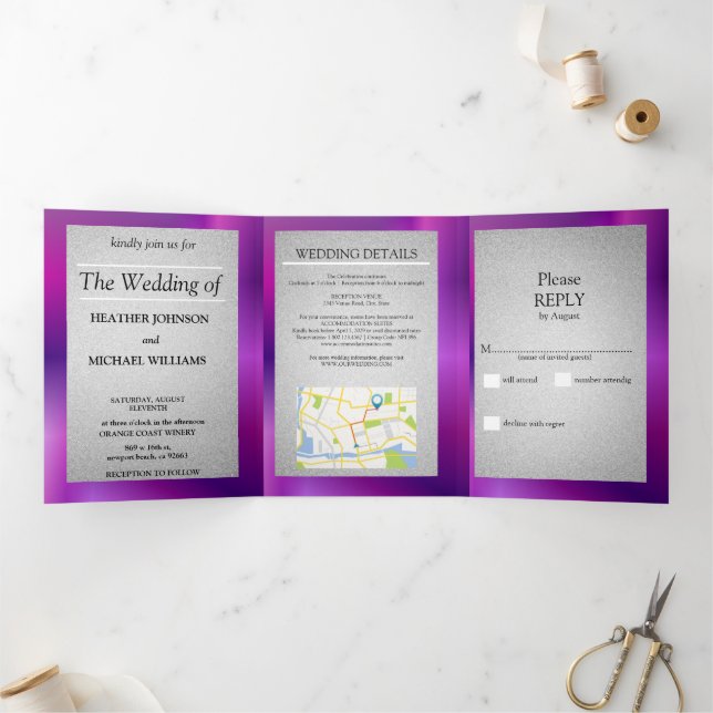 Invitación Tríptica wedding invitation Invitation à trois volets (Interior)