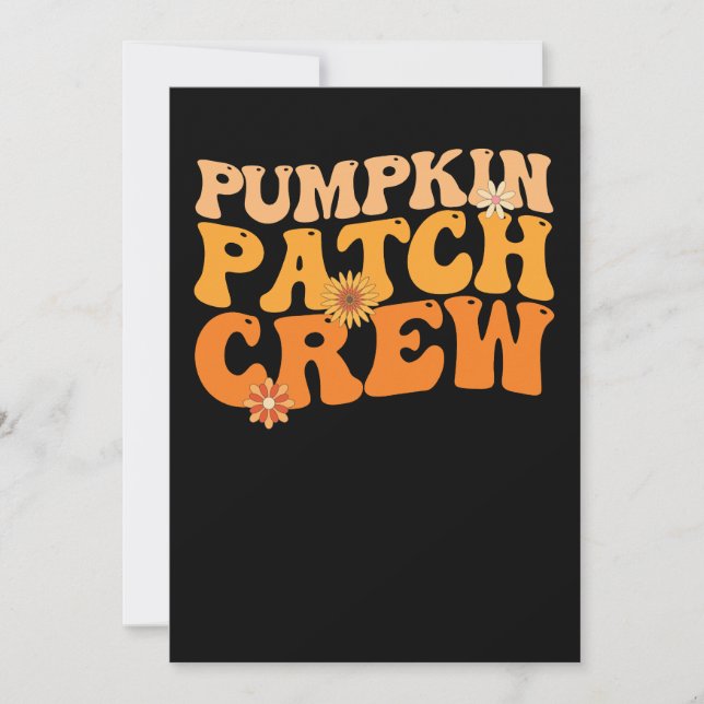 Invitación Tripulación de parche de calabaza Retro Groovy Oto (Anverso)