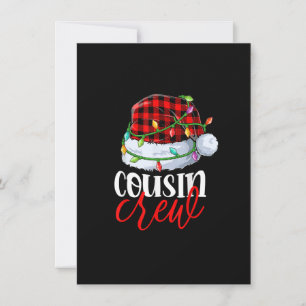 Invitación Tripulación de primos Santa Red Plaid Xmas Navidad