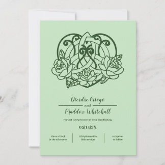 Invitación Triquetra Celta Irlandés Manejo Verde Corazón