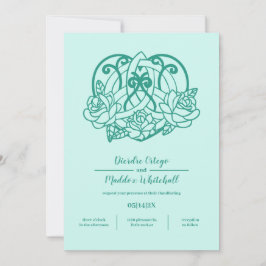 Invitación Triquetra Celta Knot Flora Manejo Verde azulado