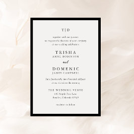 Invitación Trisha Boda moderno negro y blanco