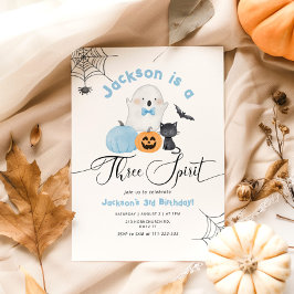 Invitación Triste cumpleaños de Halloween azul espeluznante