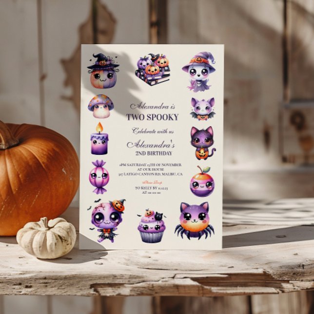 Invitación Triste lindo segundo cumpleaños Halloween Pastel K (Subido por el creador)