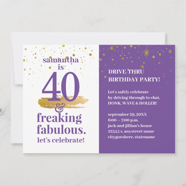 Invitación Triunfo de Cuarentena hasta el 40 y fabuloso cumpl (Anverso)