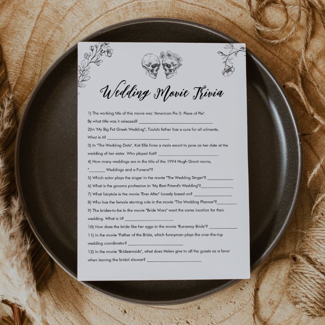 Invitación Trivia Bridal Shower Game de película Boda gótica (Subido por el creador)