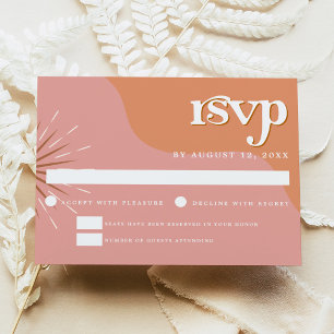 Invitación TriXIE Retro Naranja Rosa 70's matrimonio temática