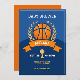 Invitación Trofeo azul de baloncesto Ducha bebé