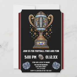 Invitación Trofeo del Big Game Bowl de Fiesta de Fútbol Bling